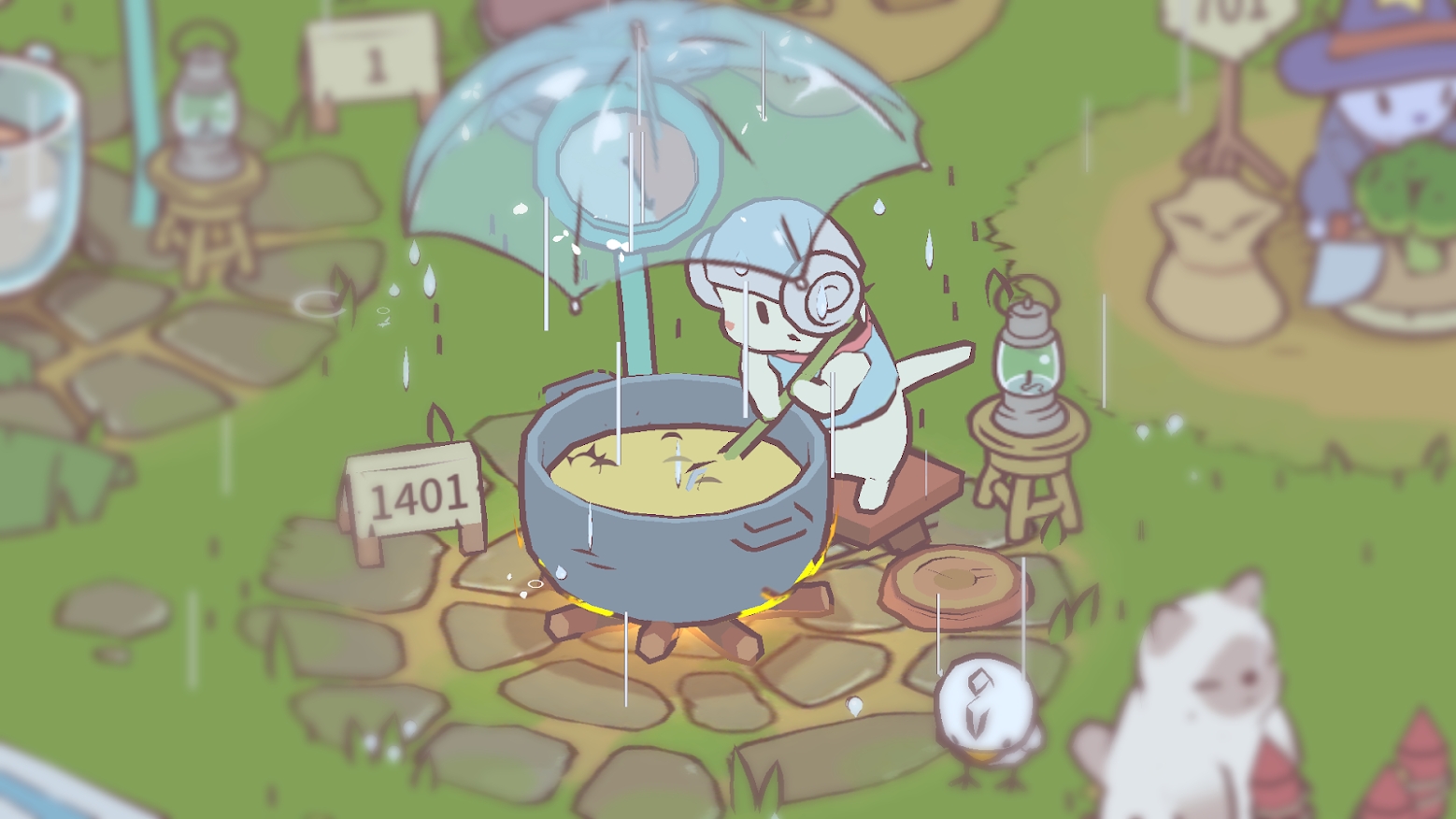 ネコとスープ雨の日